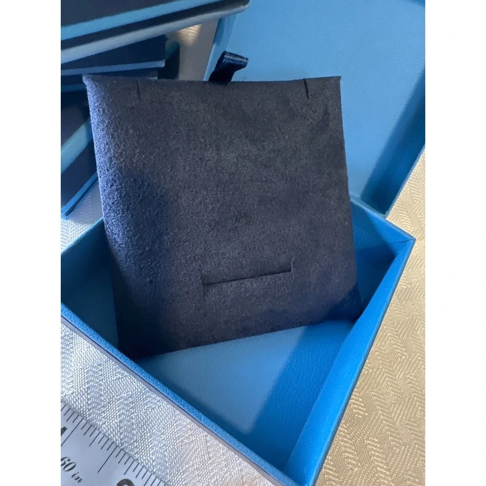 Set of 4 Blue Two Tone Square Jewelry Gift Boxes with Velvet Inserts 3.5in